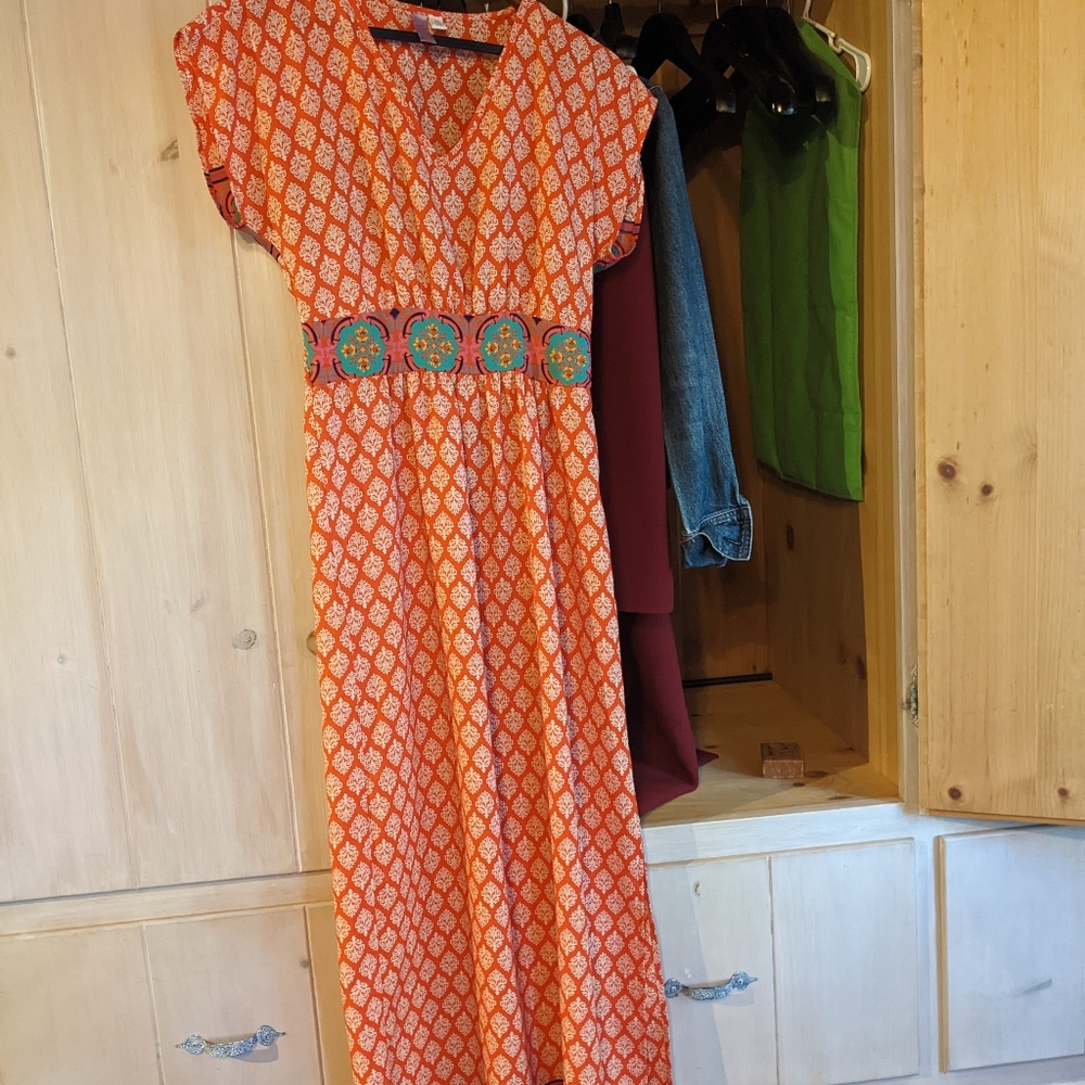 Boutique summer dress size Medium turquoise and orange